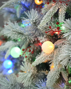 9' Woodland Flocked Pine Artificial Christmas Tree with 600 Warm White & Color LED Lights