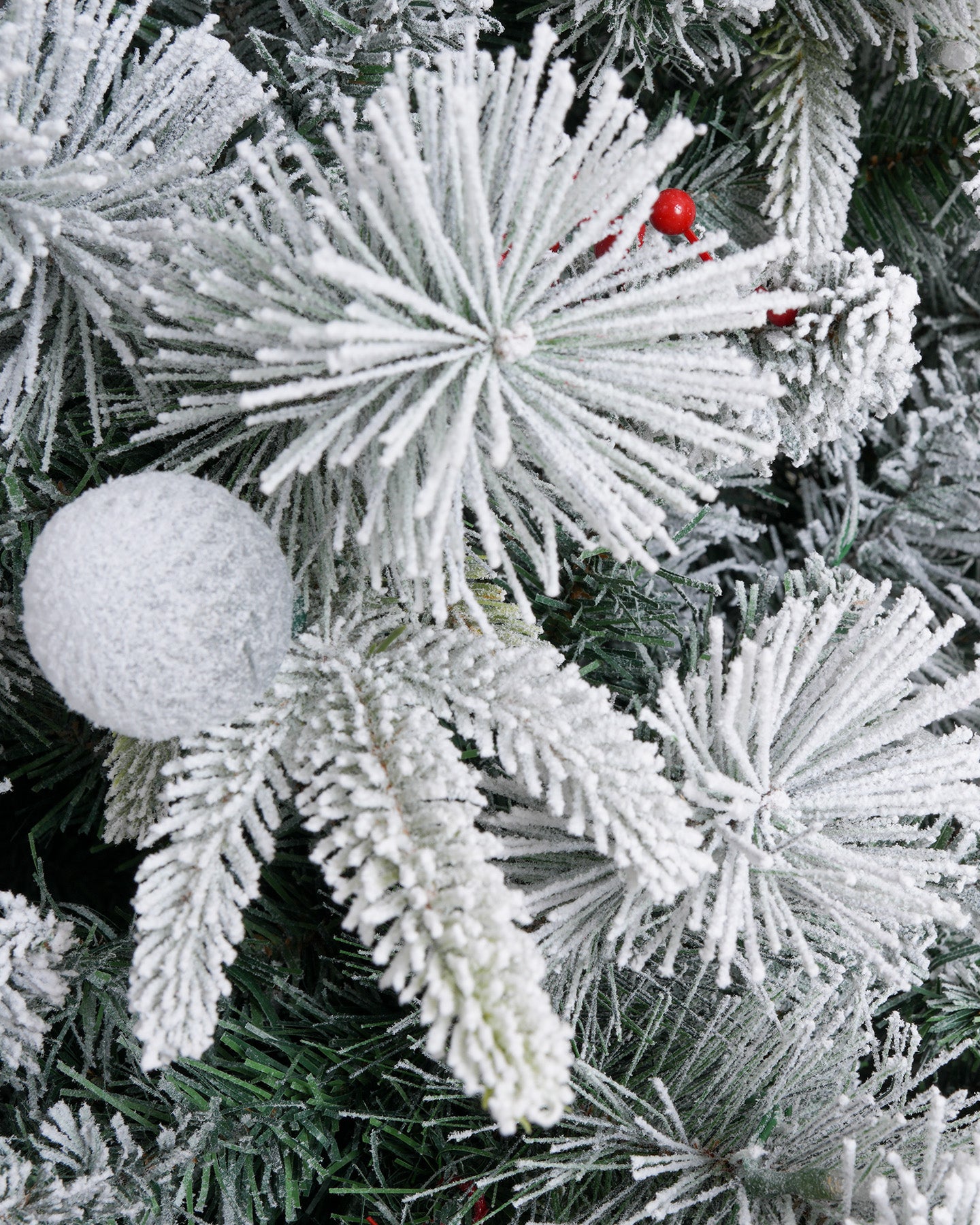 7.5' Woodland Flocked Pine Artificial Christmas Tree with 450 Warm White & Color LED Lights