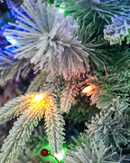 7.5' Woodland Flocked Pine Artificial Christmas Tree with 450 Warm White & Color LED Lights