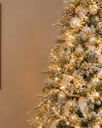 7.5' Woodland Flocked Pine Artificial Christmas Tree with 450 Warm White & Color LED Lights