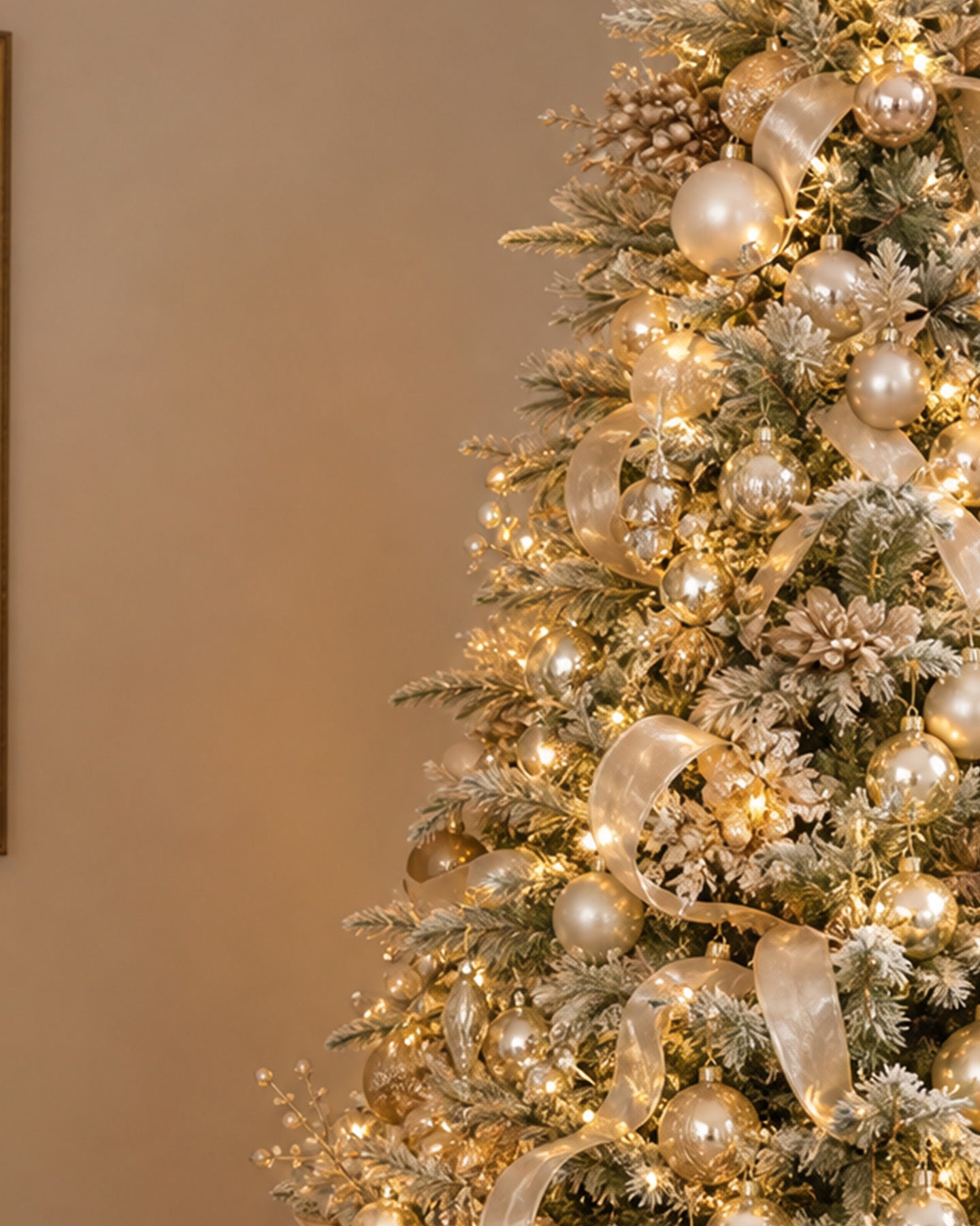 12' Woodland Flocked Pine Artificial Christmas Tree with 850 Warm White & Color LED Lights