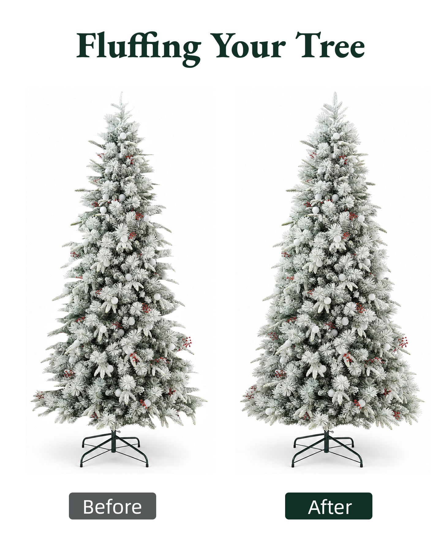 7.5' Woodland Flocked Pine Artificial Christmas Tree with 450 Warm White & Color LED Lights