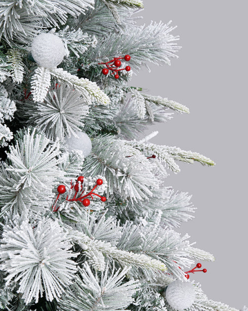 12' Woodland Flocked Pine Artificial Christmas Tree with 850 Warm White & Color LED Lights