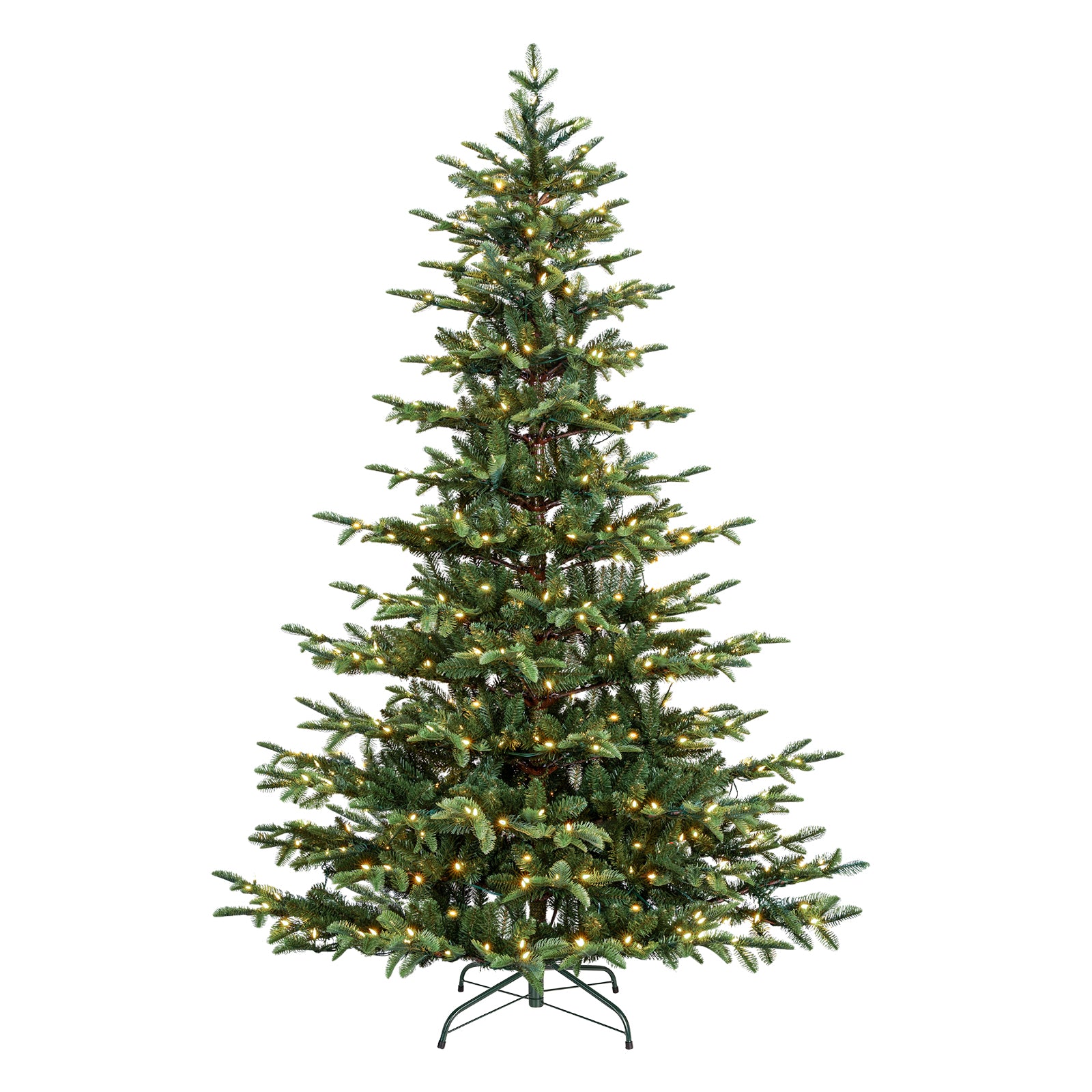 Vivatrees 6FT 7.5FT Artificial Christmas Tree Prelit With Metal Stand, Warm White Lights Hinged Branches Xmas Tree for Home Office Decor Green