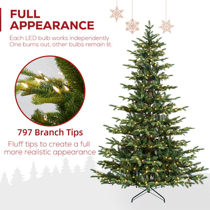 Vivatrees 6FT 7.5FT Artificial Christmas Tree Prelit With Metal StandWarm White Lights Hinged Branches Xmas Tree for Home Office Decor Green