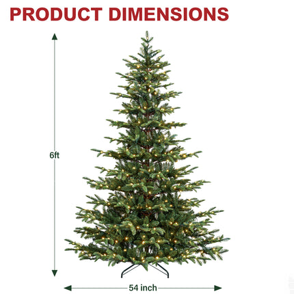 Vivatrees 6FT 7.5FT Artificial Christmas Tree Prelit With Metal StandWarm White Lights Hinged Branches Xmas Tree for Home Office Decor Green