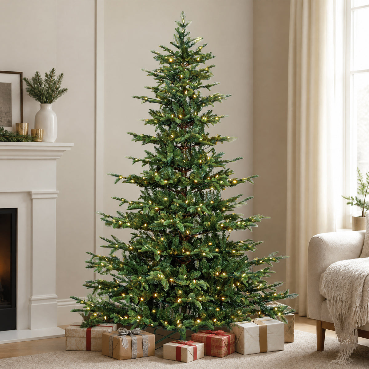 7.5 Ft Sparse Mixed-Tip Pre-Lit Artificial Christmas Tree with 450 Warm White LED Lights