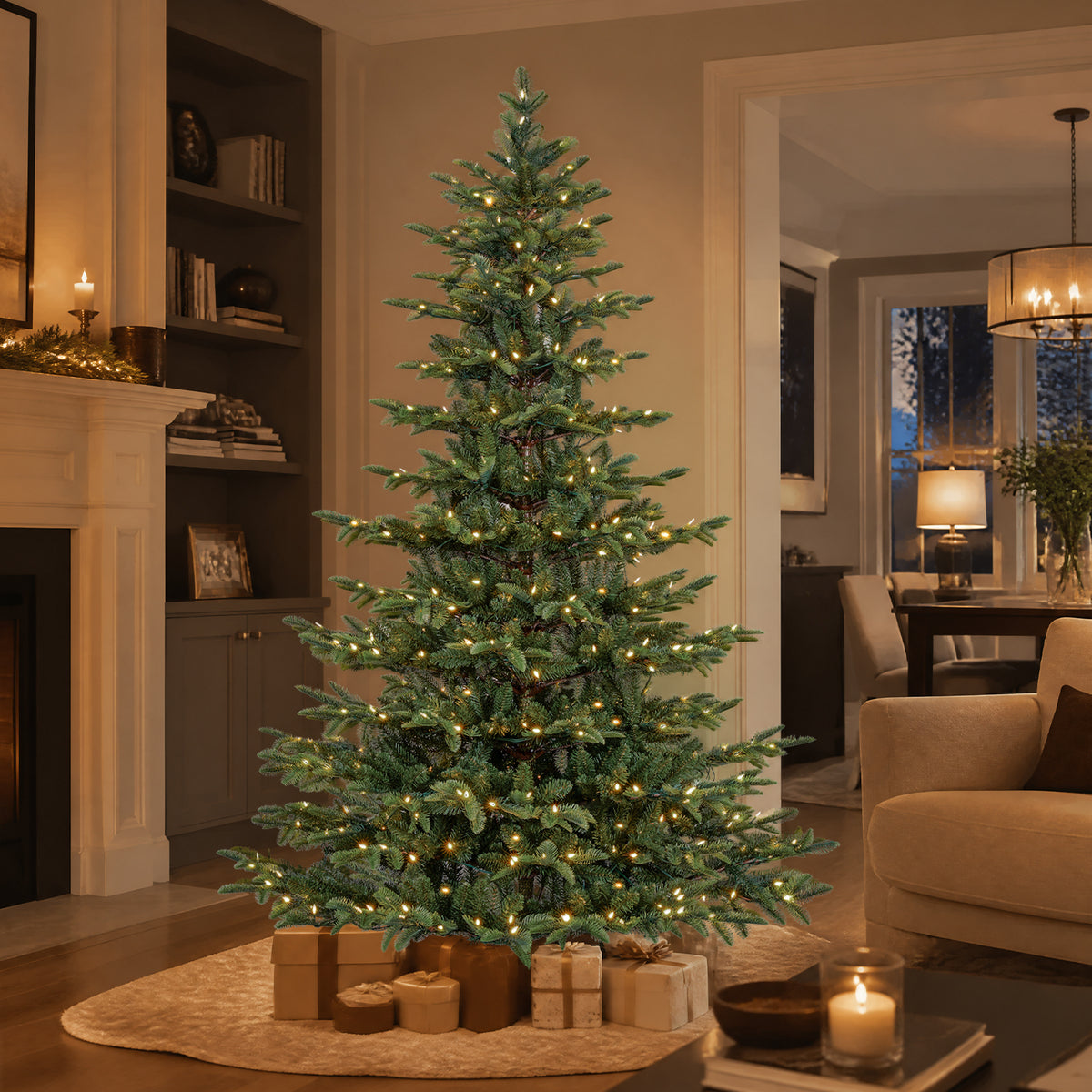 7.5 Ft Sparse Mixed-Tip Pre-Lit Artificial Christmas Tree with 450 Warm White LED Lights