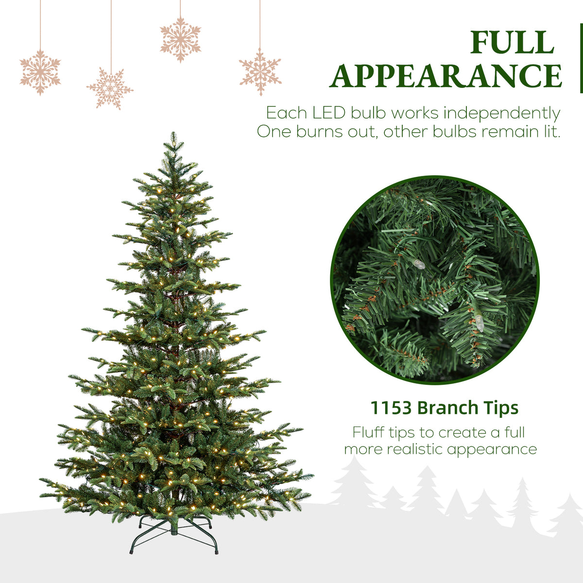 6 Ft Sparse Mixed-Tip Pre-Lit Artificial Christmas Tree with 330 Warm White LED Lights