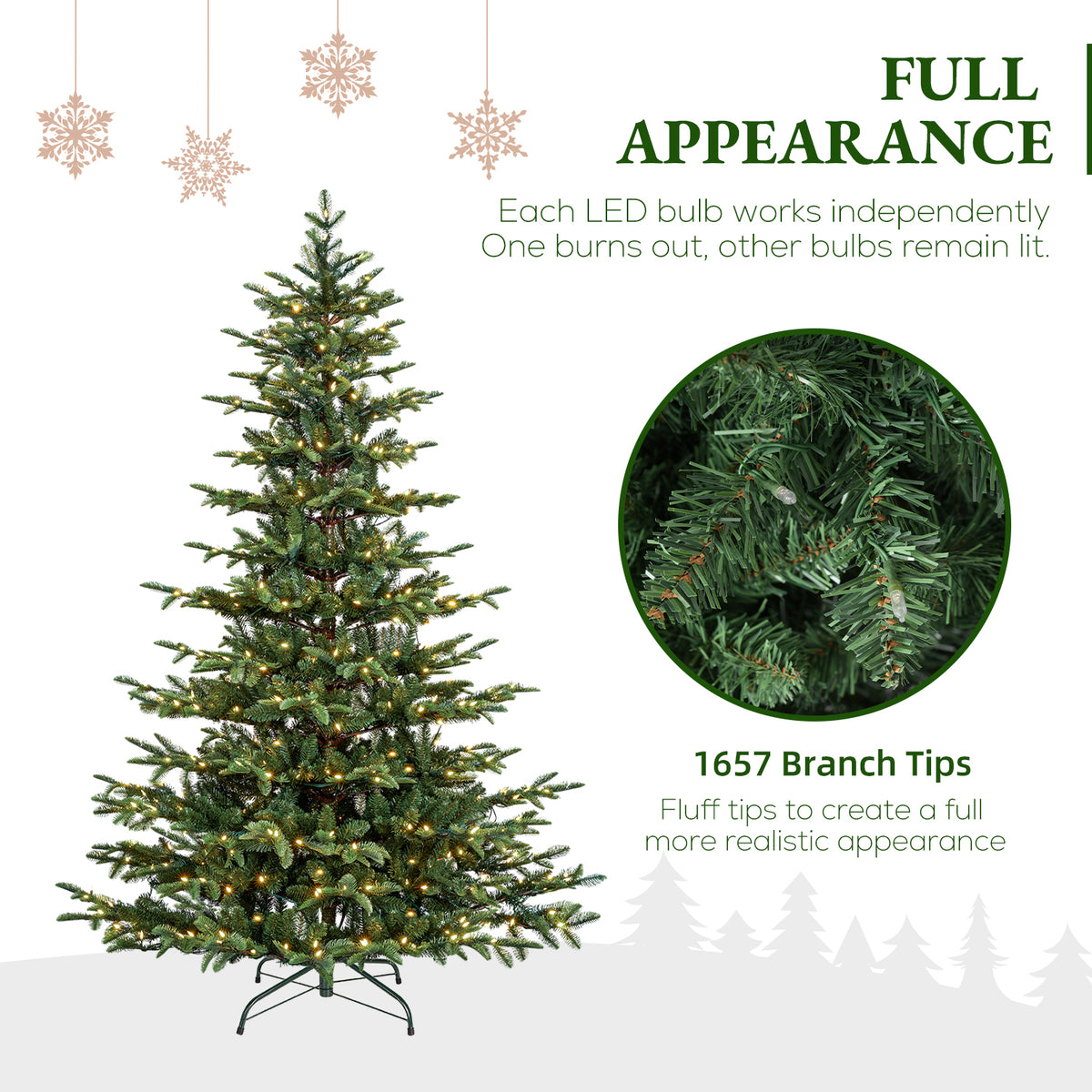 7.5 Ft Sparse Mixed-Tip Pre-Lit Artificial Christmas Tree with 450 Warm White LED Lights