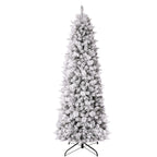6 Ft Slim Lightly Flocked Mixed-Tip Pre-Lit Artificial Christmas Tree with Warm White LED Lights