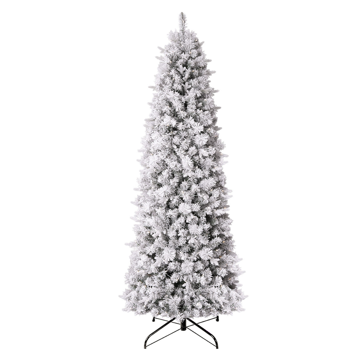 6 Ft Slim Lightly Flocked Mixed-Tip Pre-Lit Artificial Christmas Tree with Warm White LED Lights