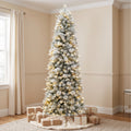 6 Ft Slim Lightly Flocked Mixed-Tip Pre-Lit Artificial Christmas Tree with Warm White LED Lights
