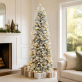 7.5 Ft Slim Lightly Flocked Mixed-Tip Pre-Lit Artificial Christmas Tree with Warm White LED Lights