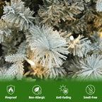6 Ft Slim Lightly Flocked Mixed-Tip Pre-Lit Artificial Christmas Tree with Warm White LED Lights