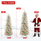 7.5 Ft Slim Lightly Flocked Mixed-Tip Pre-Lit Artificial Christmas Tree with Warm White LED Lights