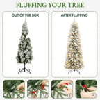 7.5 Ft Slim Lightly Flocked Mixed-Tip Pre-Lit Artificial Christmas Tree with Warm White LED Lights