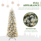 6 Ft Slim Lightly Flocked Mixed-Tip Pre-Lit Artificial Christmas Tree with Warm White LED Lights