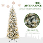 7.5 Ft Slim Lightly Flocked Mixed-Tip Pre-Lit Artificial Christmas Tree with Warm White LED Lights