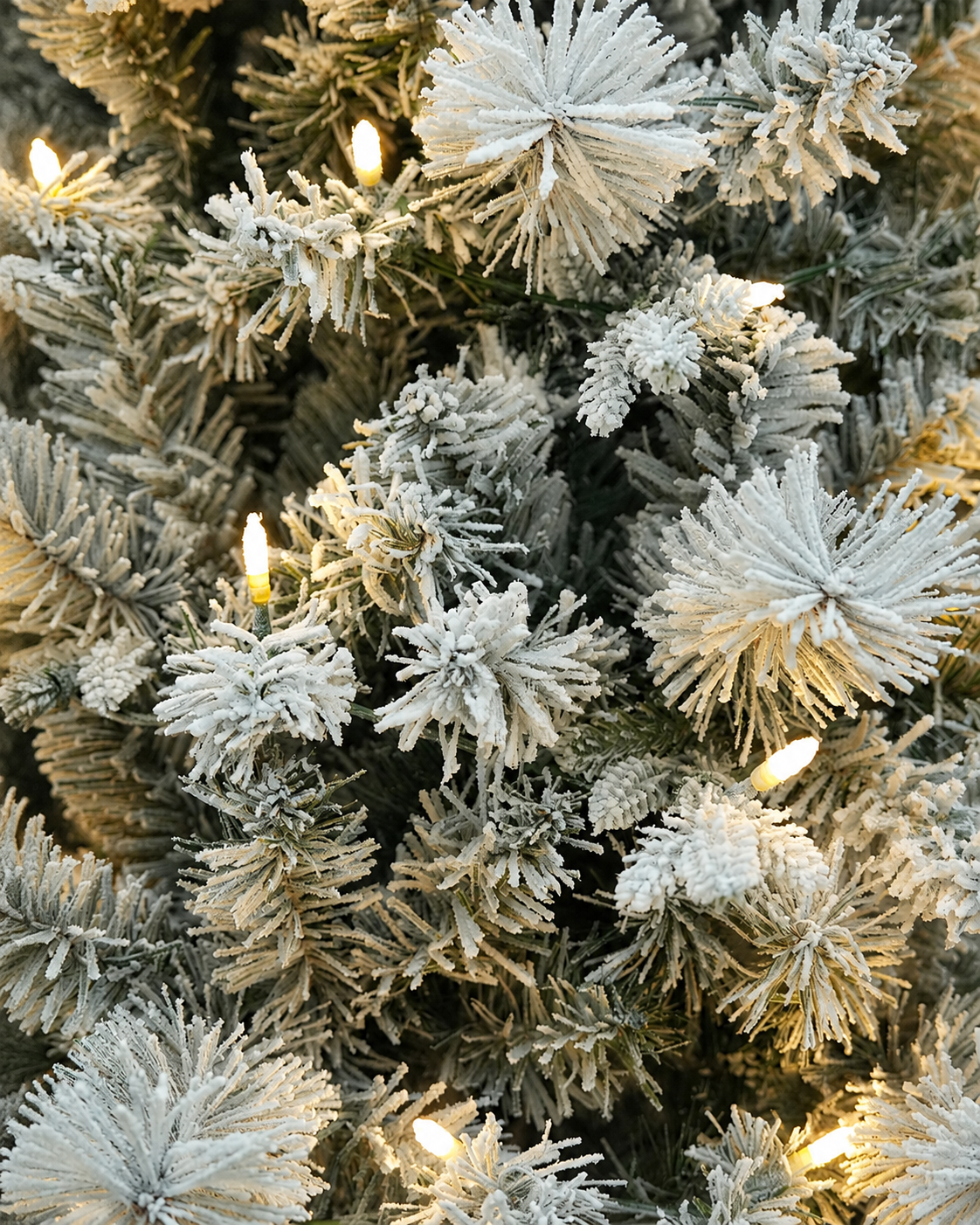 6 Ft Frostline Slim Fir Lightly Flocked Mixed-Tip Pre-Lit Artificial Christmas Tree with Warm White LED Lights