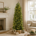 6 Ft Slim Mixed-Tip Pre-Lit Artificial Christmas Tree with Warm White LED Lights