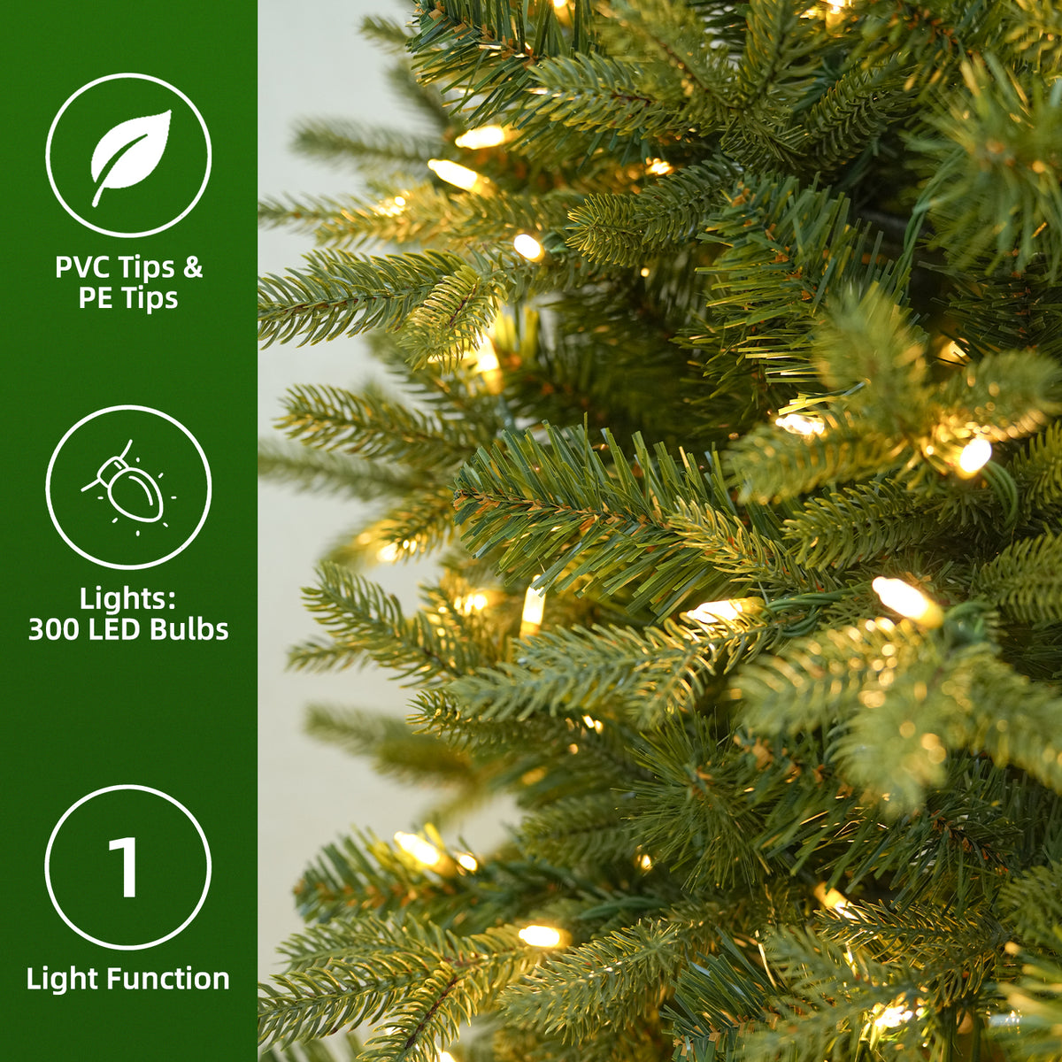 6 Ft Slim Mixed-Tip Pre-Lit Artificial Christmas Tree with Warm White LED Lights