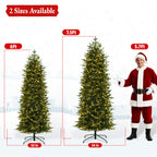 6 Ft Slim Mixed-Tip Pre-Lit Artificial Christmas Tree with Warm White LED Lights