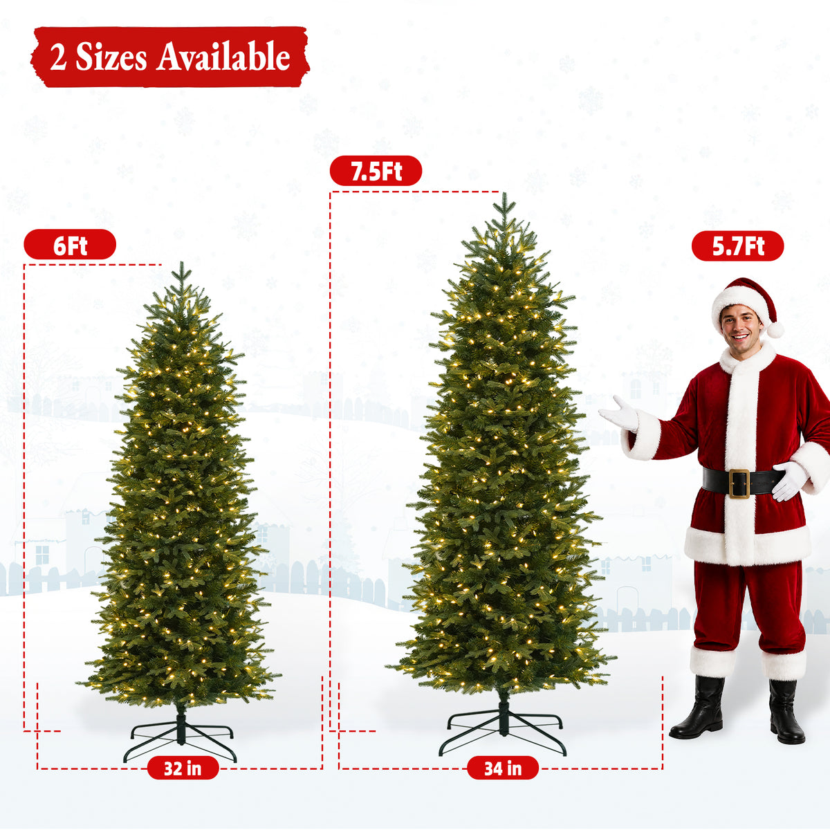 6 Ft Slim Mixed-Tip Pre-Lit Artificial Christmas Tree with Warm White LED Lights