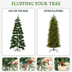 6 Ft Slim Mixed-Tip Pre-Lit Artificial Christmas Tree with Warm White LED Lights