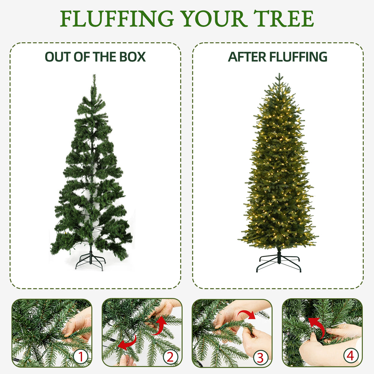6 Ft Slim Mixed-Tip Pre-Lit Artificial Christmas Tree with Warm White LED Lights