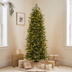 7.5 Ft Slim Mixed-Tip Pre-Lit Artificial Christmas Tree with Warm White LED Lights