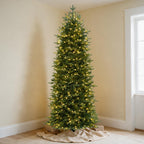 7.5 Ft Slim Mixed-Tip Pre-Lit Artificial Christmas Tree with Warm White LED Lights