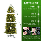 7.5 Ft Slim Mixed-Tip Pre-Lit Artificial Christmas Tree with Warm White LED Lights
