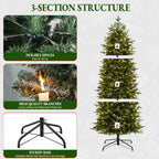 7.5 Ft Slim Mixed-Tip Pre-Lit Artificial Christmas Tree with Warm White LED Lights