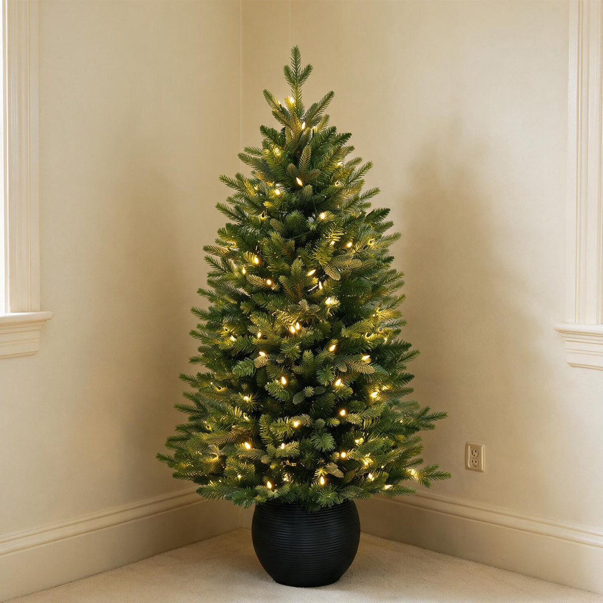 3' Merriglen Potted Fir Pre-Lit Artificial Christmas Tree with Warm White Lights