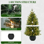 3' Merriglen Potted Fir Pre-Lit Artificial Christmas Tree with Warm White Lights