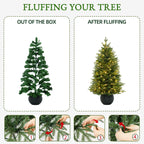 3' Merriglen Potted Fir Pre-Lit Artificial Christmas Tree with Warm White Lights