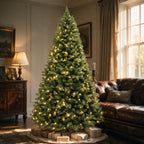 7 Ft Classic Green Pre-Lit Artificial Christmas Tree with 300 Warm White Lights