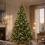 7 Ft Classic Green Pre-Lit Artificial Christmas Tree with 300 Warm White Lights
