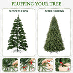 7 Ft Classic Green Pre-Lit Artificial Christmas Tree with 300 Warm White Lights