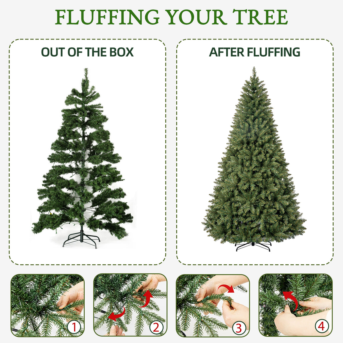 7 Ft Classic Green Pre-Lit Artificial Christmas Tree with 300 Warm White Lights