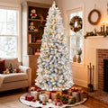Vivatrees 7.5FT Artificial Christmas Tree Pre-lit 730 Hinged Branch Tips with White Warm LED Lights 10 Color-Changing Modes Foldable