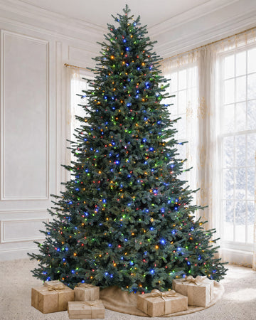 7.5' Everglow Pre-Lit Balsam Fir Artificial Christmas Tree with 1,050 Warm White & Color LED Lights