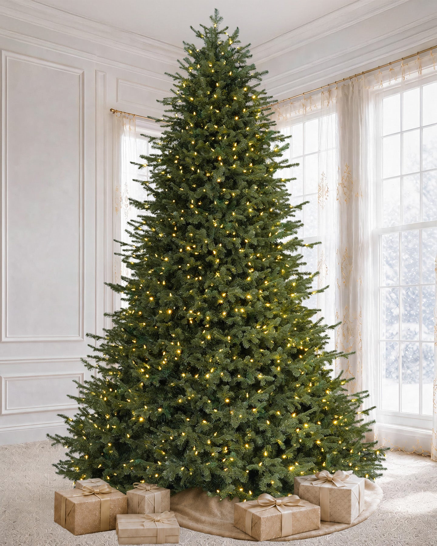 12' Everglow Pre-Lit Balsam Fir Artificial Christmas Tree with 2150 Warm White & Color LED Lights