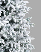 7.5' Frostwood Pre-Lit Flocked Fraser Fir Artificial Christmas Tree with 650 Warm White & Color LED Lights