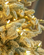 7.5' Frostwood Pre-Lit Flocked Fraser Fir Artificial Christmas Tree with 650 Warm White & Color LED Lights