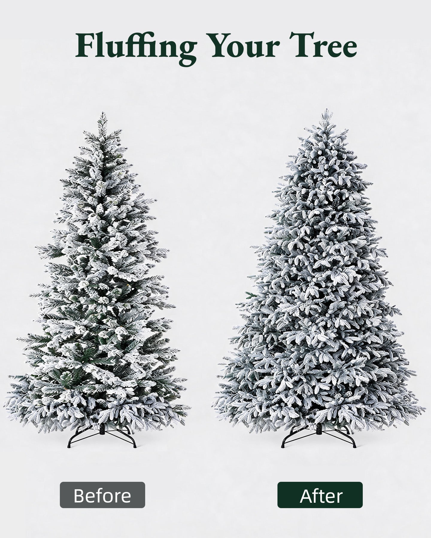 7.5' Frostwood Pre-Lit Flocked Fraser Fir Artificial Christmas Tree with 650 Warm White & Color LED Lights
