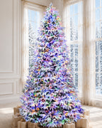 9' Frostwood Pre-Lit Flocked Fraser Fir Artificial Christmas Tree with 1050 Warm White & Color LED Lights