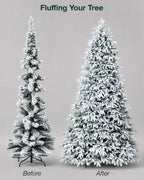 9' Frostwood Pre-Lit Flocked Fraser Fir Artificial Christmas Tree with 1050 Warm White & Color LED Lights