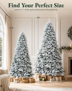 9' Frostwood Pre-Lit Flocked Fraser Fir Artificial Christmas Tree with 1050 Warm White & Color LED Lights